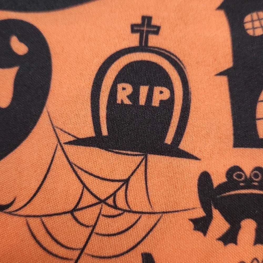 Halloween Pet Orange and Black Bandana, pumpkin, cat, skeleton, hauntedhous..